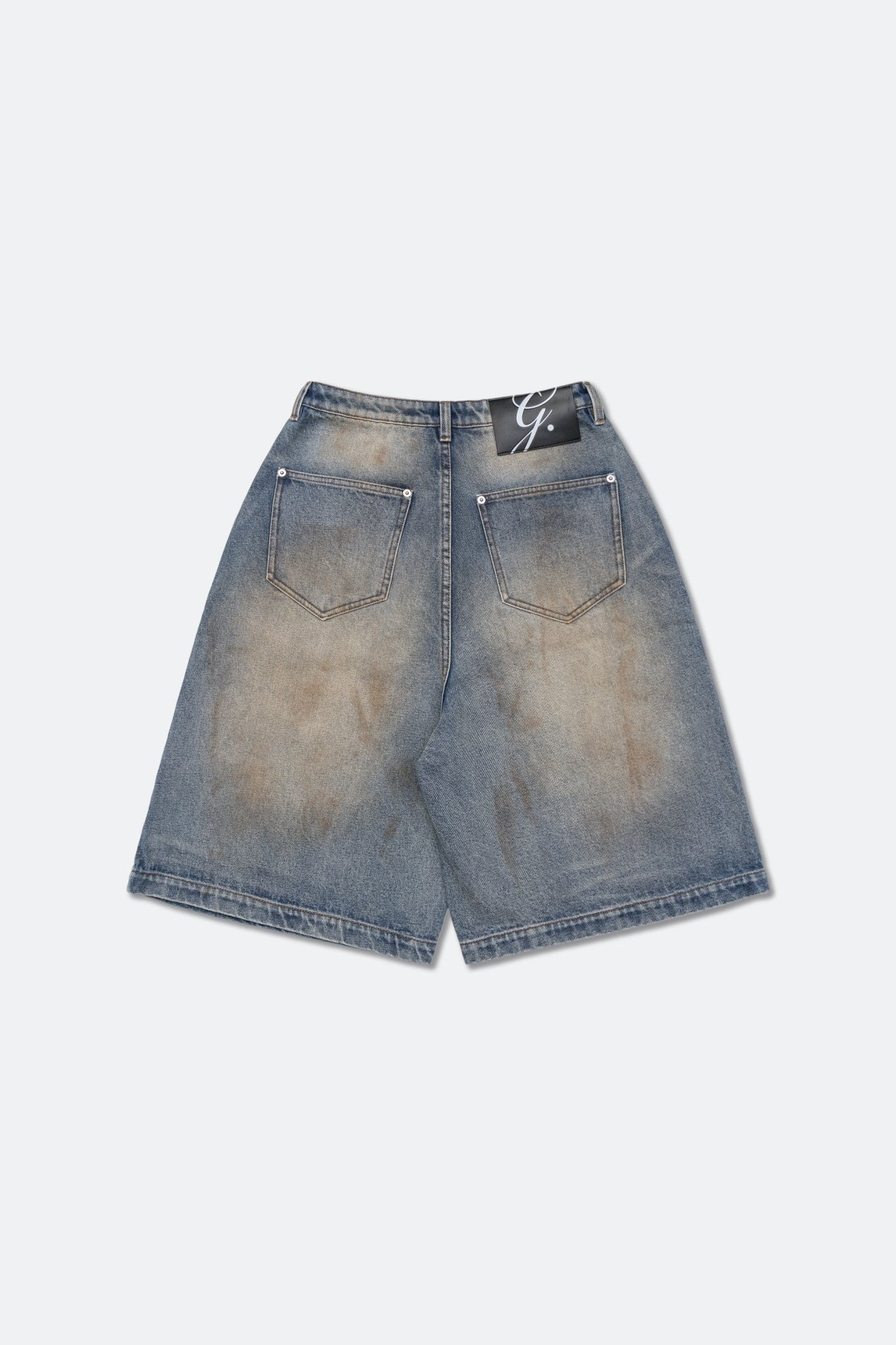 GROCERY DIRTY WASHED DENIM BAGGY JORTS/ DARK WASH - GROGROCERY