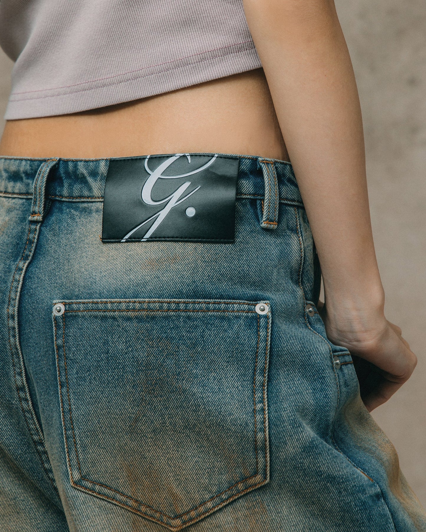 GROCERY DIRTY WASHED DENIM BAGGY JORTS/ DARK WASH - GROGROCERY