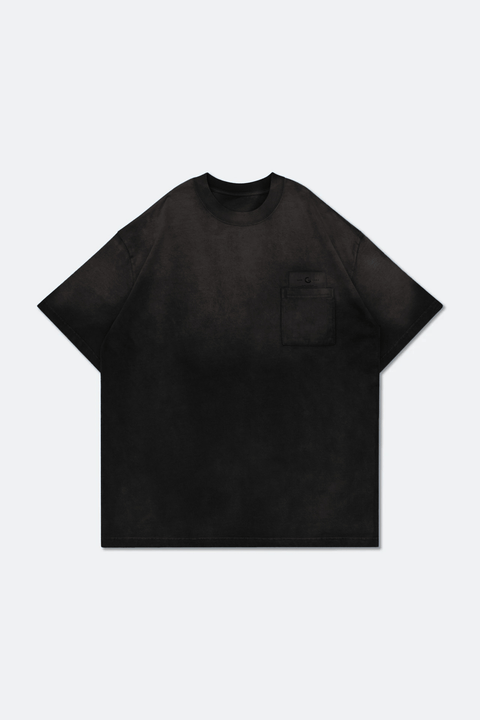 GROCERY DIRTY WASHED INVOICE POCKET TEE/ FADED BLACK - GROGROCERY