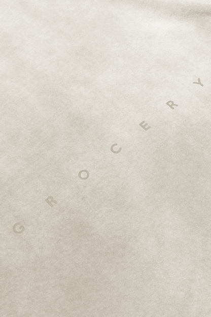 GROCERY DIRTY WASHED INVOICE POCKET TEE/ FADED CREAM - GROGROCERY