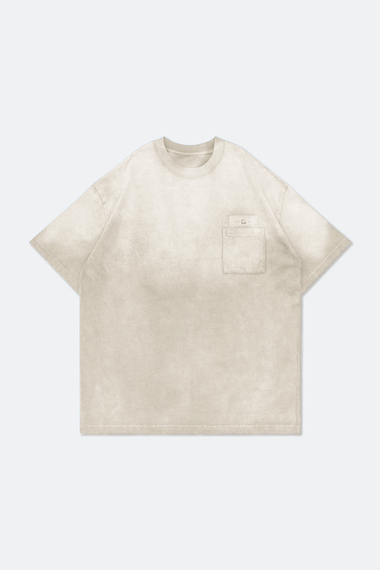 GROCERY DIRTY WASHED INVOICE POCKET TEE/ FADED CREAM - GROGROCERY