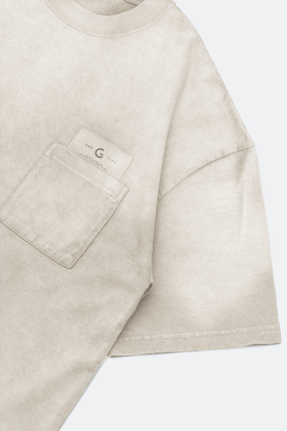 GROCERY DIRTY WASHED INVOICE POCKET TEE/ FADED CREAM - GROGROCERY