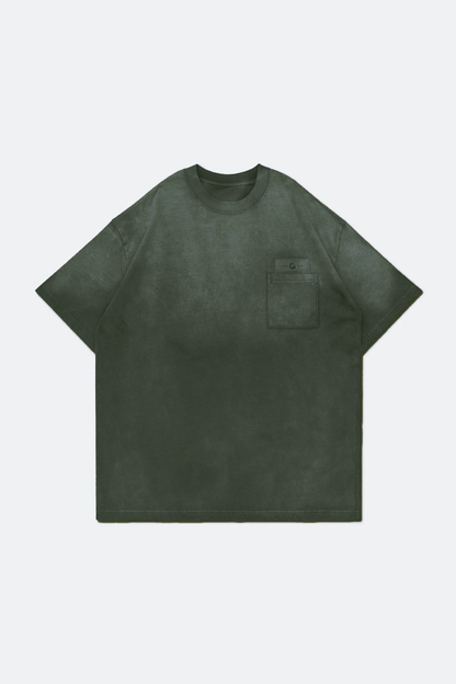 GROCERY DIRTY WASHED INVOICE POCKET TEE/ FADED DARK GREEN - GROGROCERY