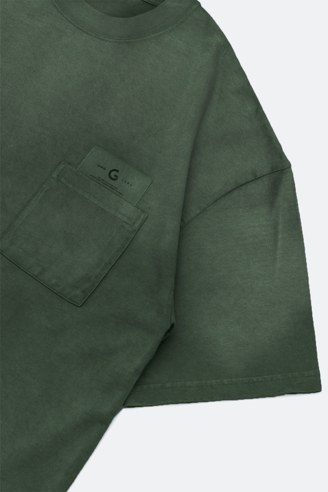 GROCERY DIRTY WASHED INVOICE POCKET TEE/ FADED DARK GREEN - GROGROCERY