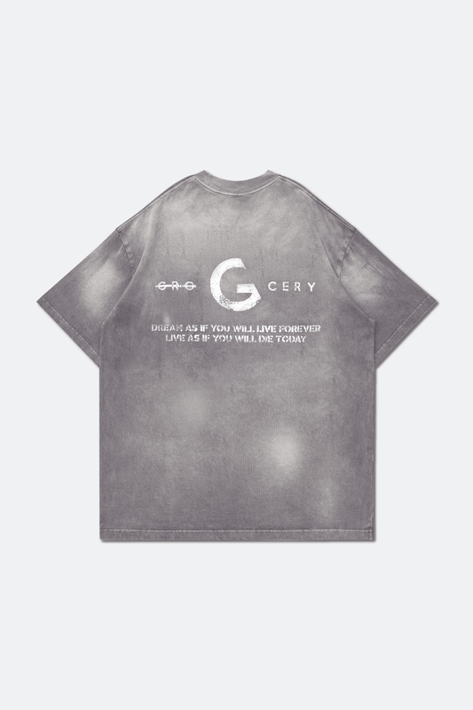GROCERY DIRTY WASHED PAINTED SLOGAN TEE/ FADED GREY - GROGROCERY