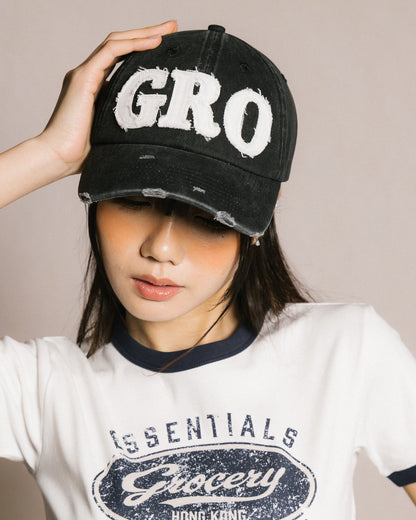 GROCERY DISTRESSED LOGO WASHED CAP/ BLACK - GROGROCERY