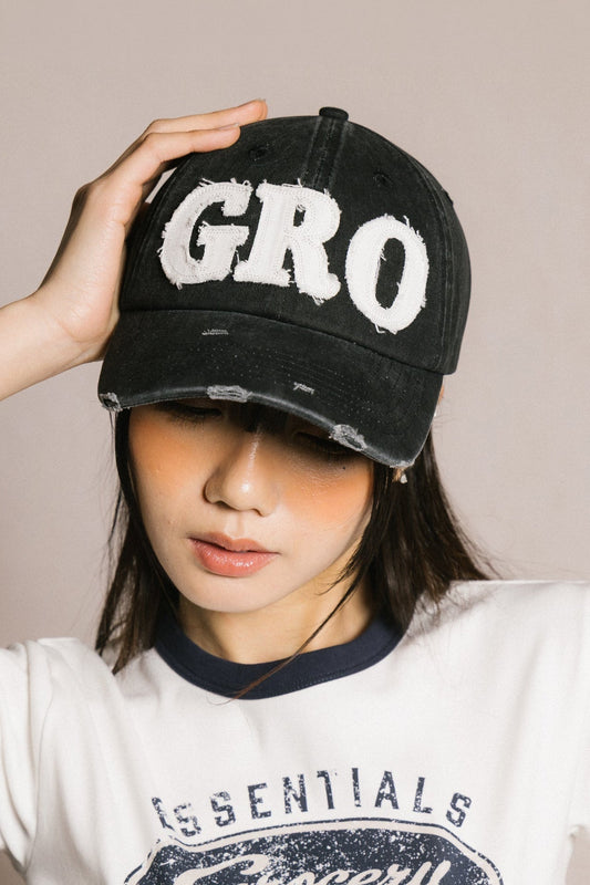GROCERY DISTRESSED LOGO WASHED CAP/ BLACK - GROGROCERY