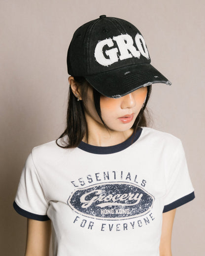 GROCERY DISTRESSED LOGO WASHED CAP/ BLACK - GROGROCERY