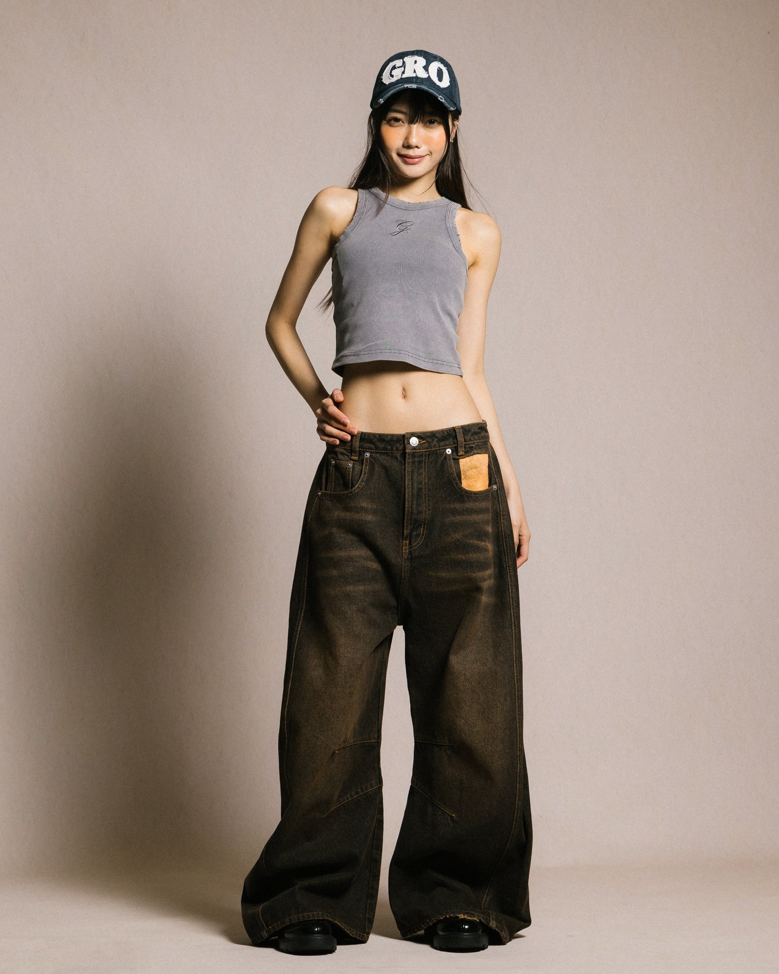 GROCERY DISTRESSED LOGO WASHED CAP/ NAVY - GROGROCERY