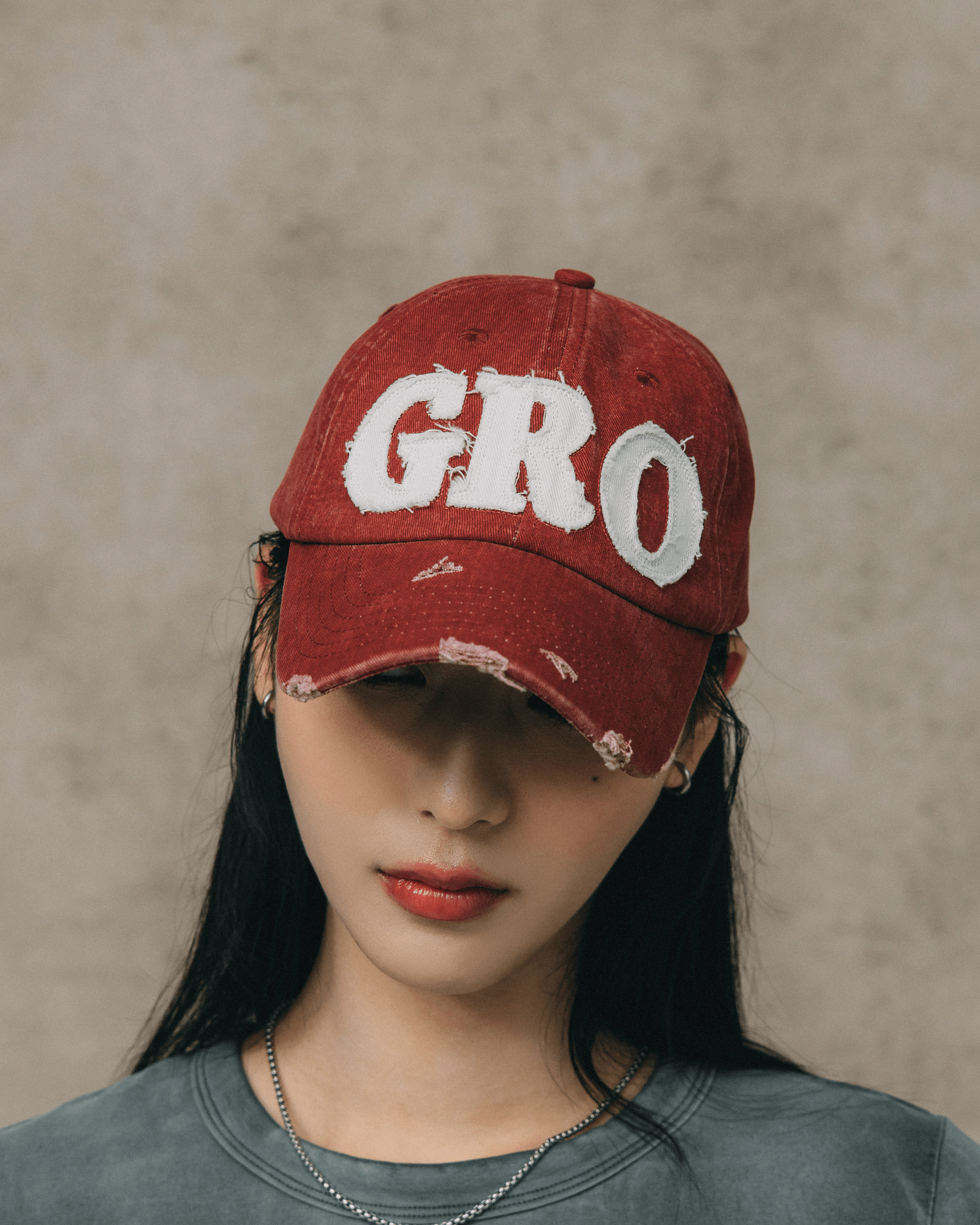 GROCERY DISTRESSED LOGO WASHED CAP/ RED - GROGROCERY