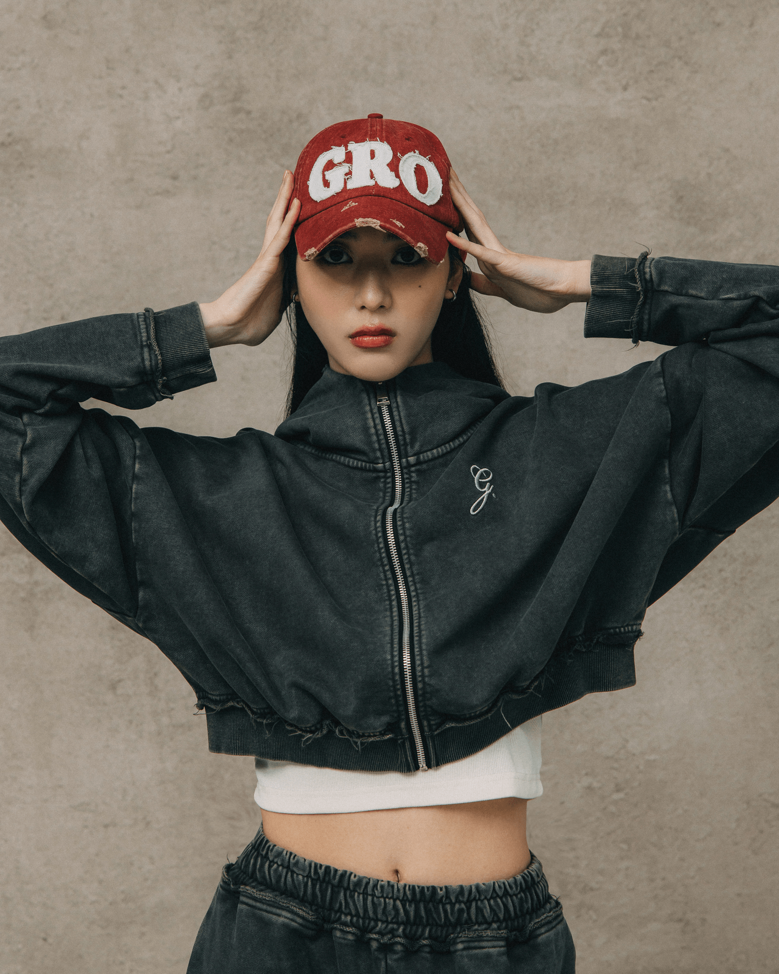 GROCERY DISTRESSED LOGO WASHED CAP/ RED - GROGROCERY