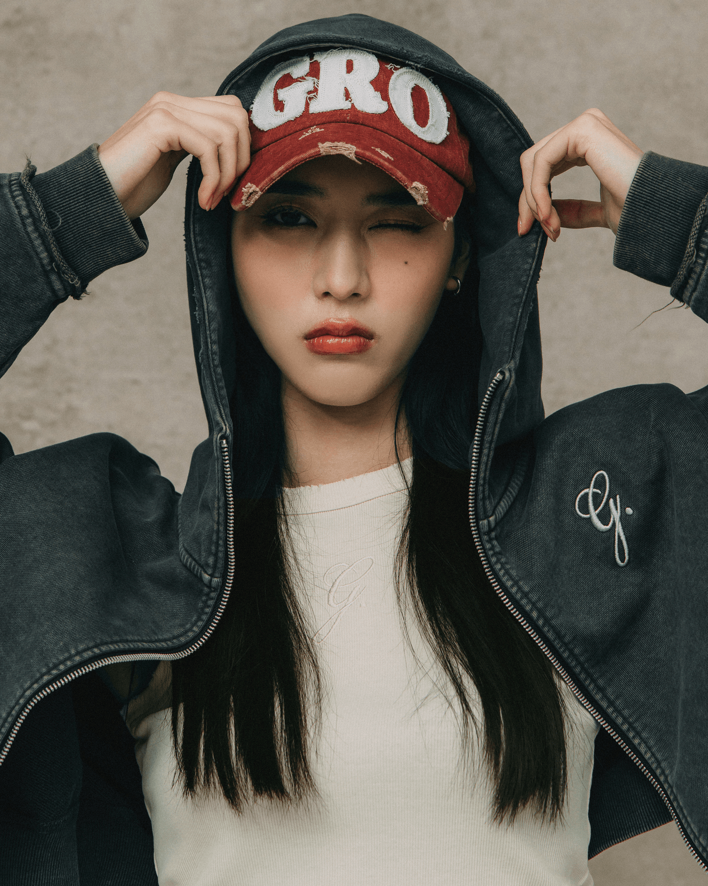 GROCERY DISTRESSED LOGO WASHED CAP/ RED - GROGROCERY