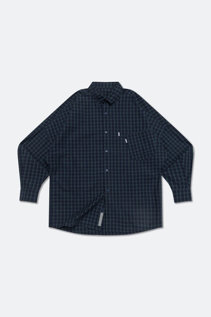 GROCERY DOUBLE POCKET OVERSIZED CHECK SHIRT/ NAVY & GREEN - GROGROCERY