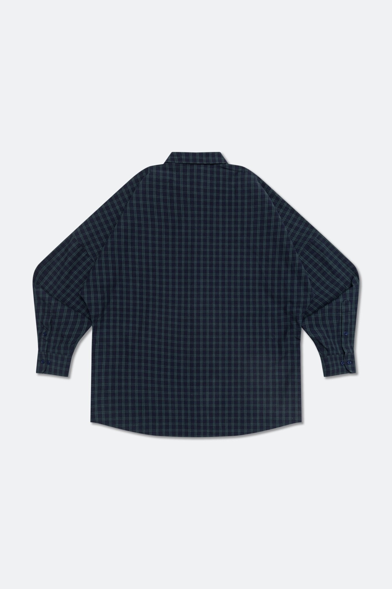 GROCERY DOUBLE POCKET OVERSIZED CHECK SHIRT/ NAVY & GREEN - GROGROCERY