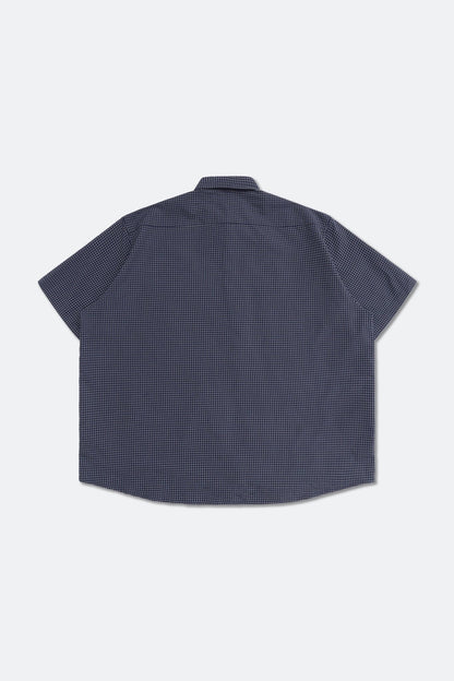 GROCERY DOUBLE POCKET SHORT SLEEVE CHECK SHIRT/ NAVY - GROGROCERY