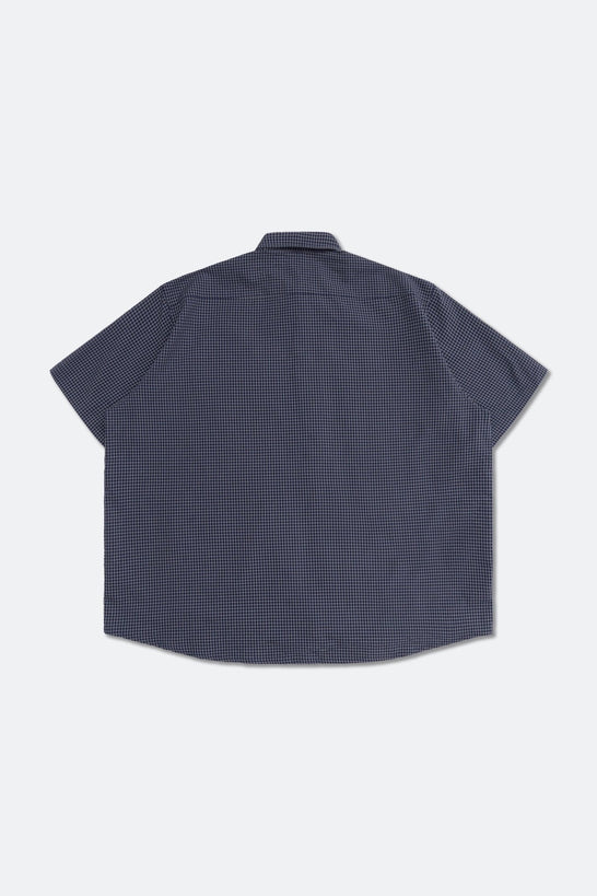 GROCERY DOUBLE POCKET SHORT SLEEVE CHECK SHIRT/ NAVY - GROGROCERY
