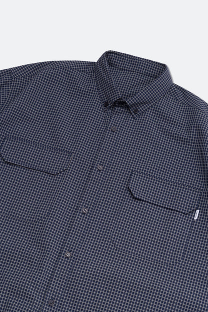 GROCERY DOUBLE POCKET SHORT SLEEVE CHECK SHIRT/ NAVY - GROGROCERY