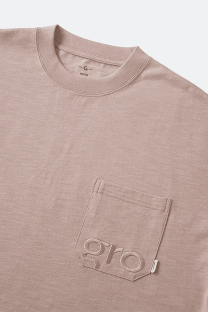 GROCERY EMBROIDERY LOGO POCKET TEE/ DUSTY PINK - GROGROCERY