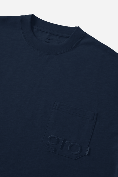 GROCERY EMBROIDERY LOGO POCKET TEE/ NAVY - GROGROCERY