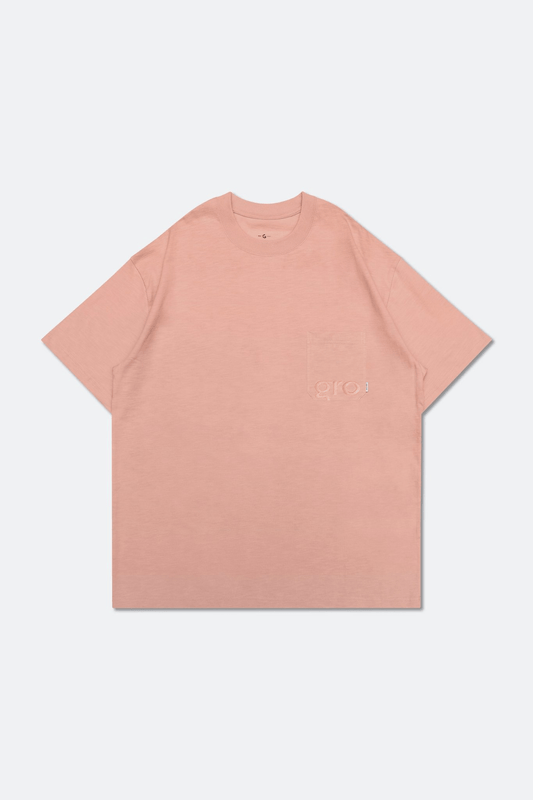 GROCERY EMBROIDERY LOGO POCKET TEE/ PINK - GROGROCERY