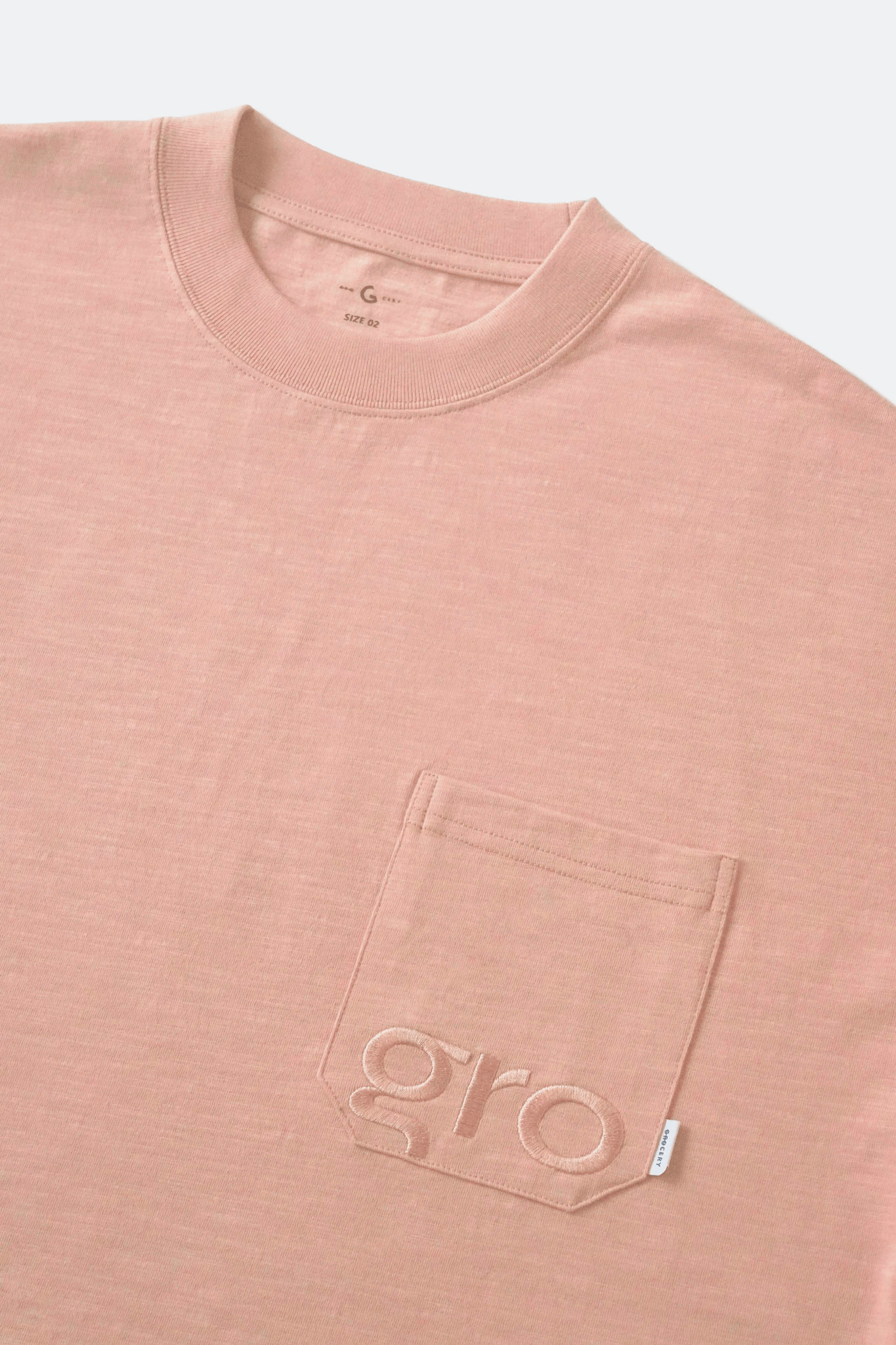 GROCERY EMBROIDERY LOGO POCKET TEE/ PINK - GROGROCERY