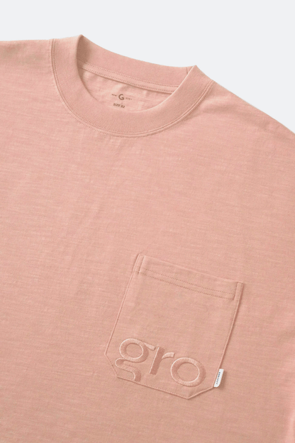 GROCERY EMBROIDERY LOGO POCKET TEE/ PINK - GROGROCERY