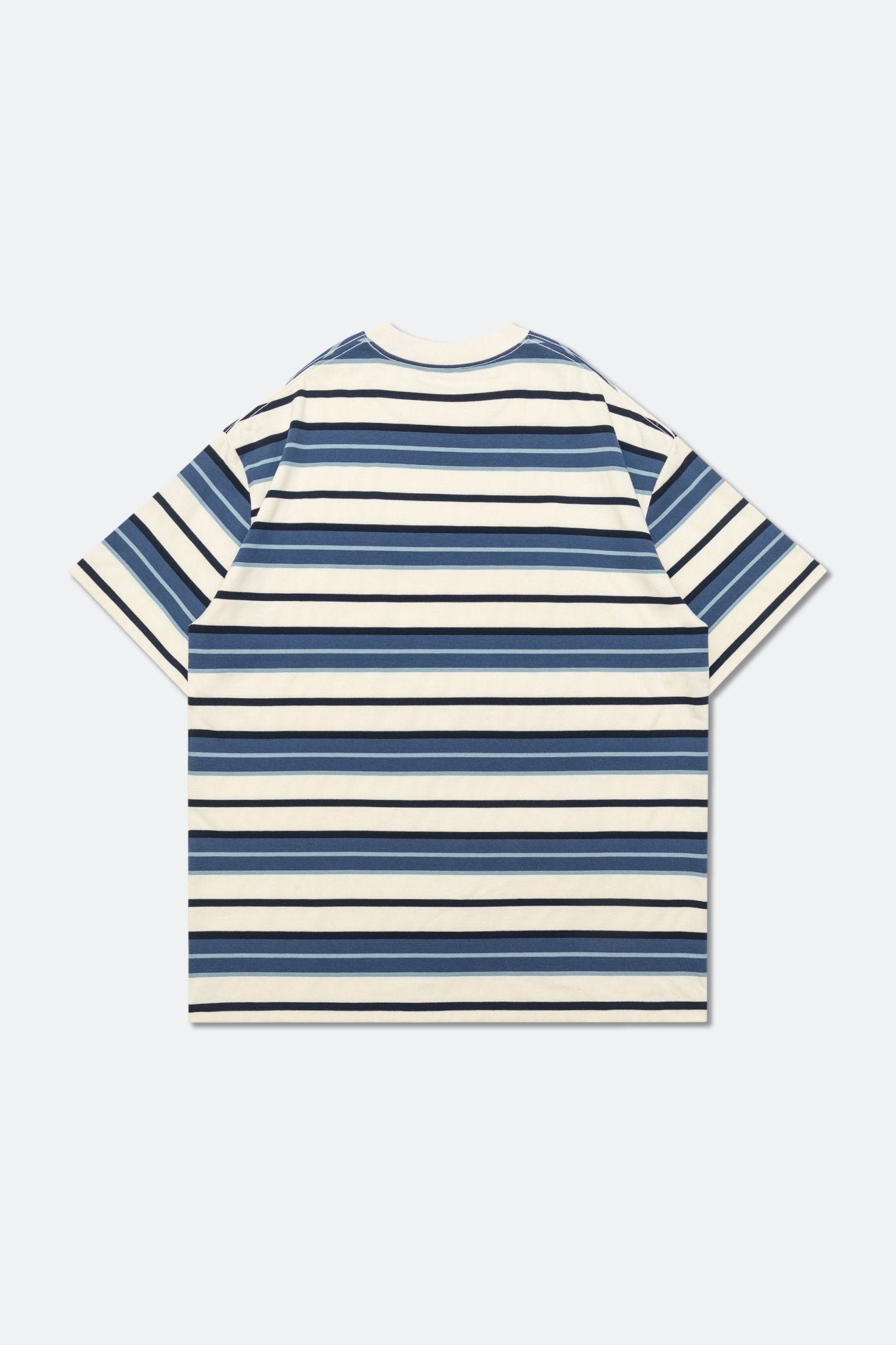 GROCERY EMBROIDERY LOGO STRIPE POCKET TEE/ CREAM & BLUE - GROGROCERY