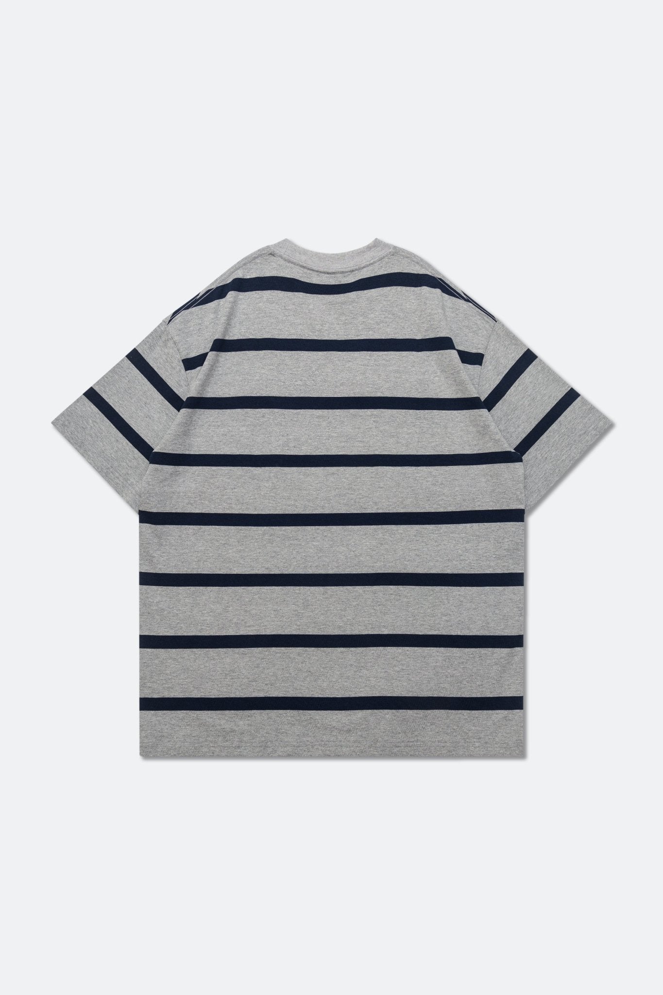 GROCERY EMBROIDERY LOGO STRIPE POCKET TEE/ GREY & NAVY - GROGROCERY