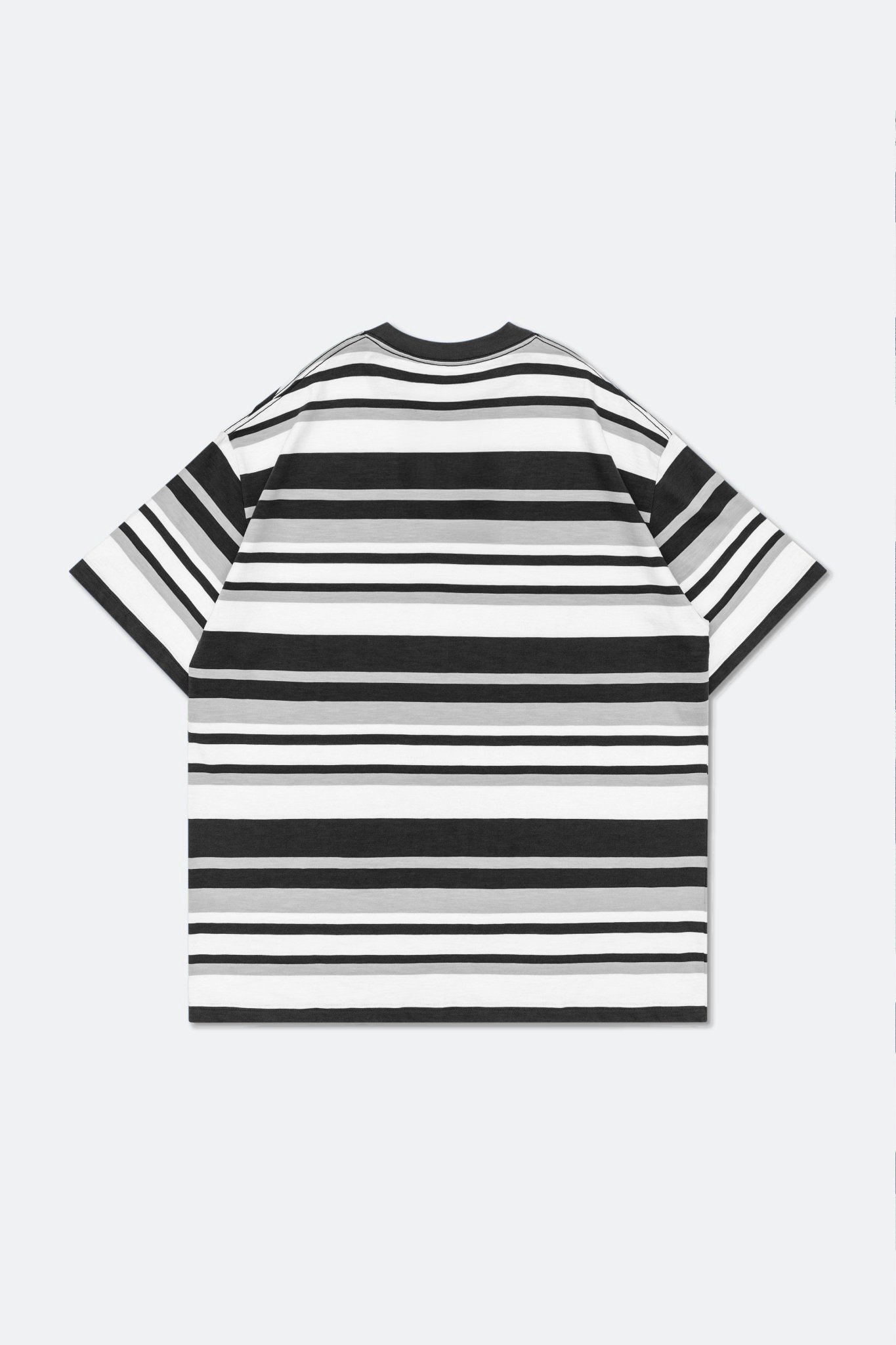 GROCERY EMBROIDERY LOGO STRIPE POCKET TEE/ MULTI STRIPE BLACK - GROGROCERY