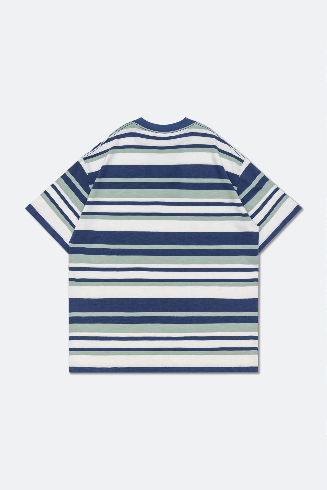 GROCERY EMBROIDERY LOGO STRIPE POCKET TEE/ MULTI STRIPE NAVY - GROGROCERY