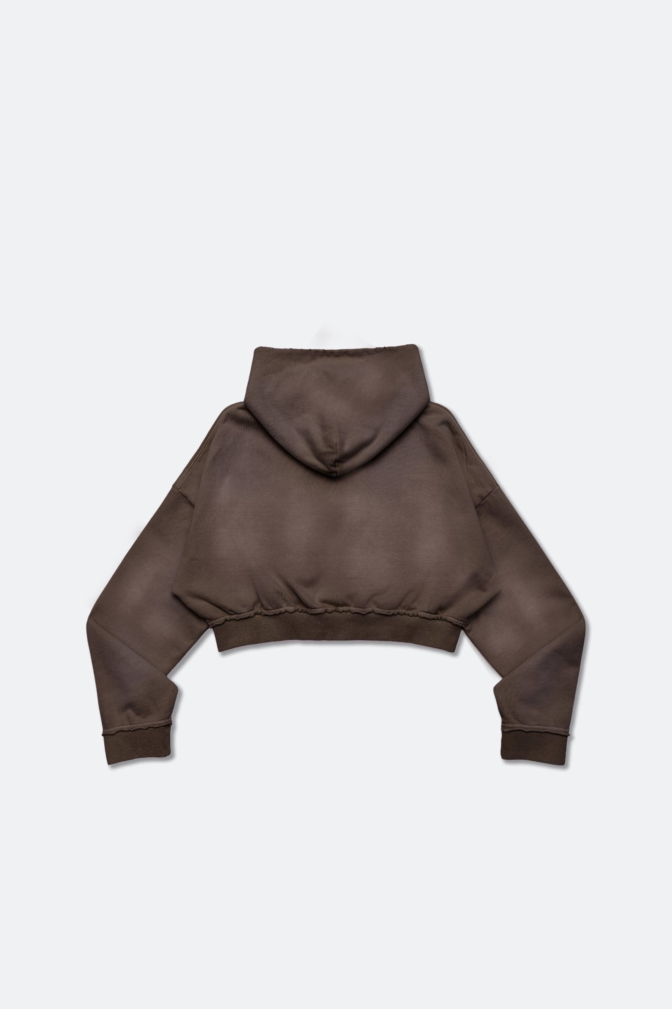 GROCERY FADE WASHED CROPPED ZIP UP HOODIE/ WASHED BROWN - GROGROCERY
