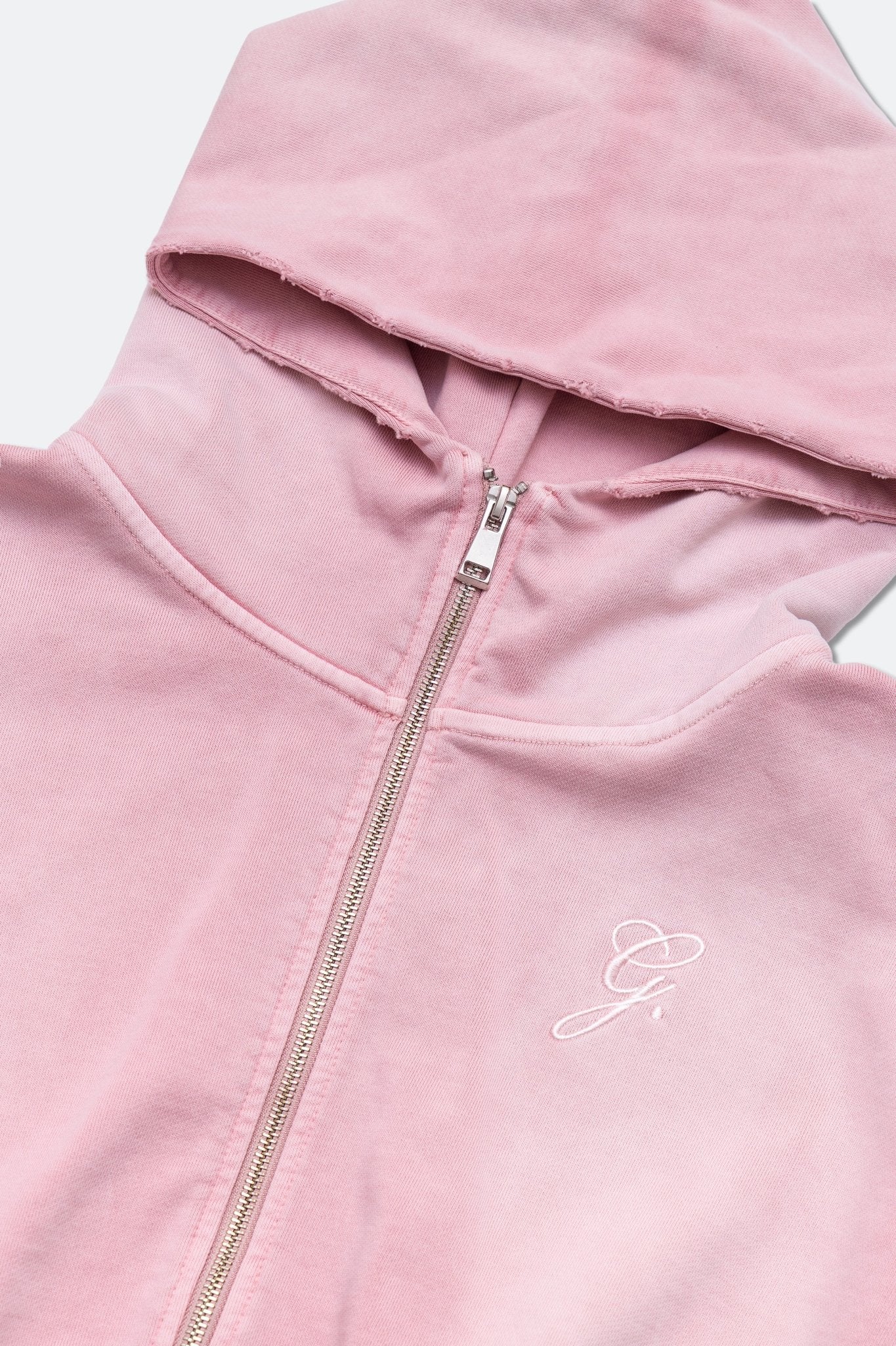 GROCERY FADE WASHED CROPPED ZIP UP HOODIE/ WASHED PINK - GROGROCERY