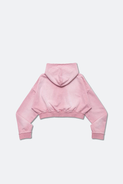 GROCERY FADE WASHED CROPPED ZIP UP HOODIE/ WASHED PINK - GROGROCERY