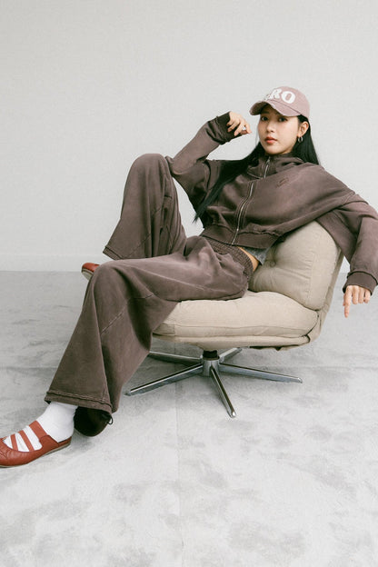 GROCERY FADE WASHED WIDE LEG SWEATPANTS/ WASHED BROWN - GROGROCERY