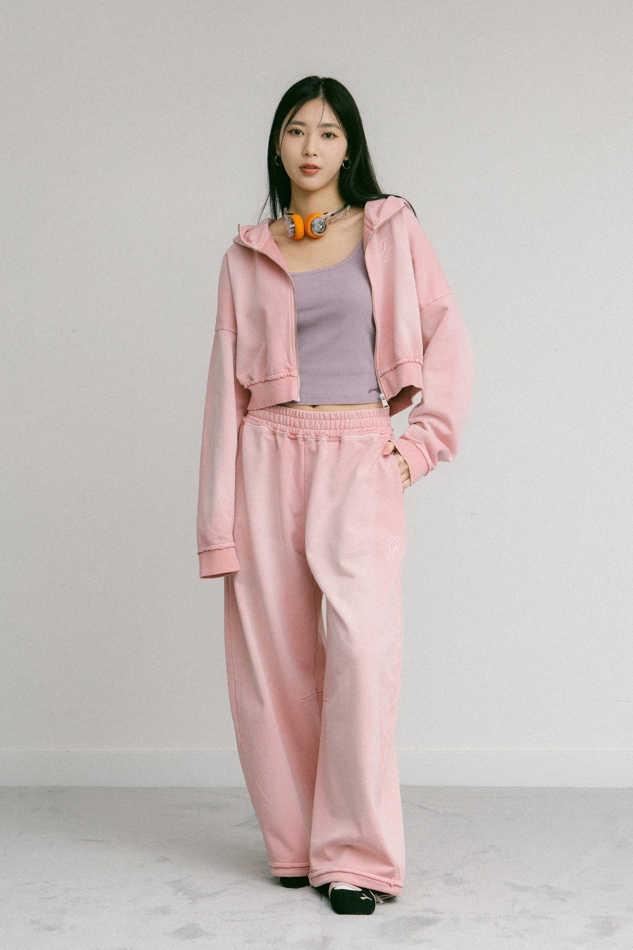 GROCERY FADE WASHED WIDE LEG SWEATPANTS/ WASHED PINK - GROGROCERY