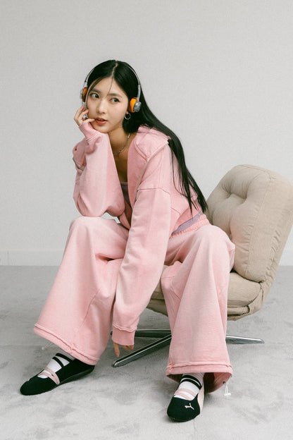 GROCERY FADE WASHED WIDE LEG SWEATPANTS/ WASHED PINK - GROGROCERY