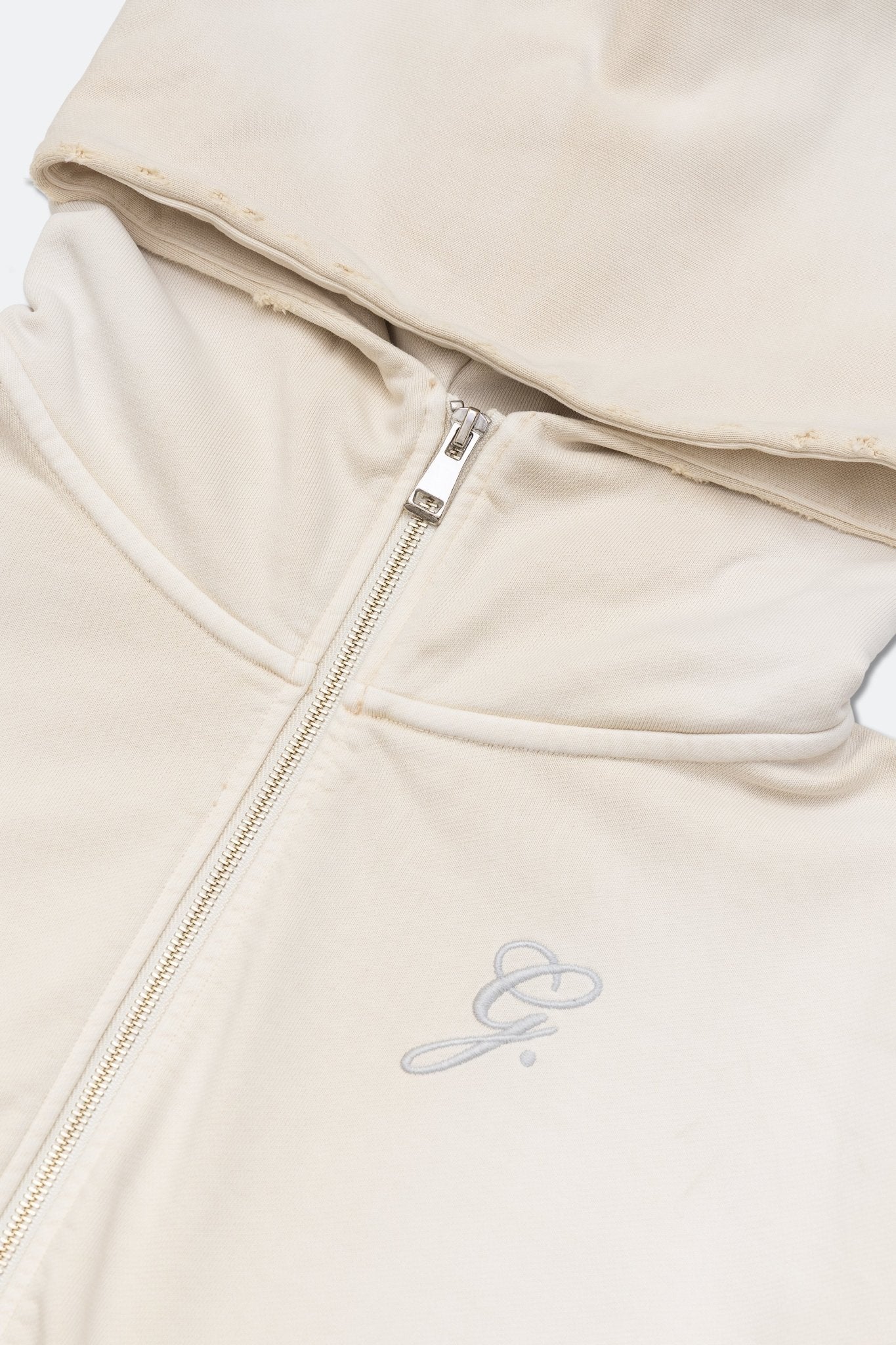 GROCERY FADED WASHED CROPPED ZIP UP HOODIE/ WASHED CREAM - GROGROCERY