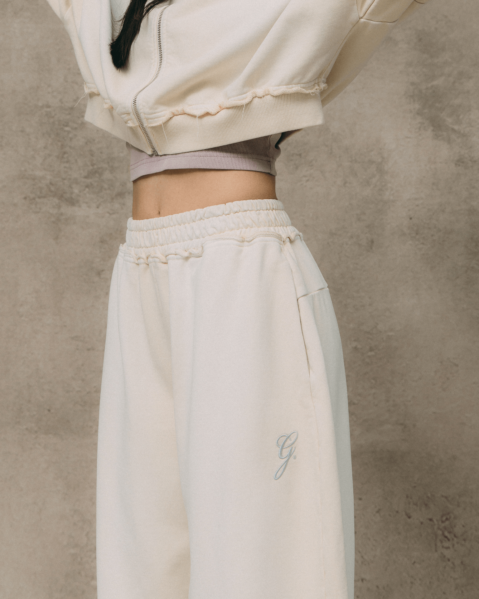 GROCERY FADED WASHED WIDE LEG SWEATPANTS/ WASHED CREAM - GROGROCERY