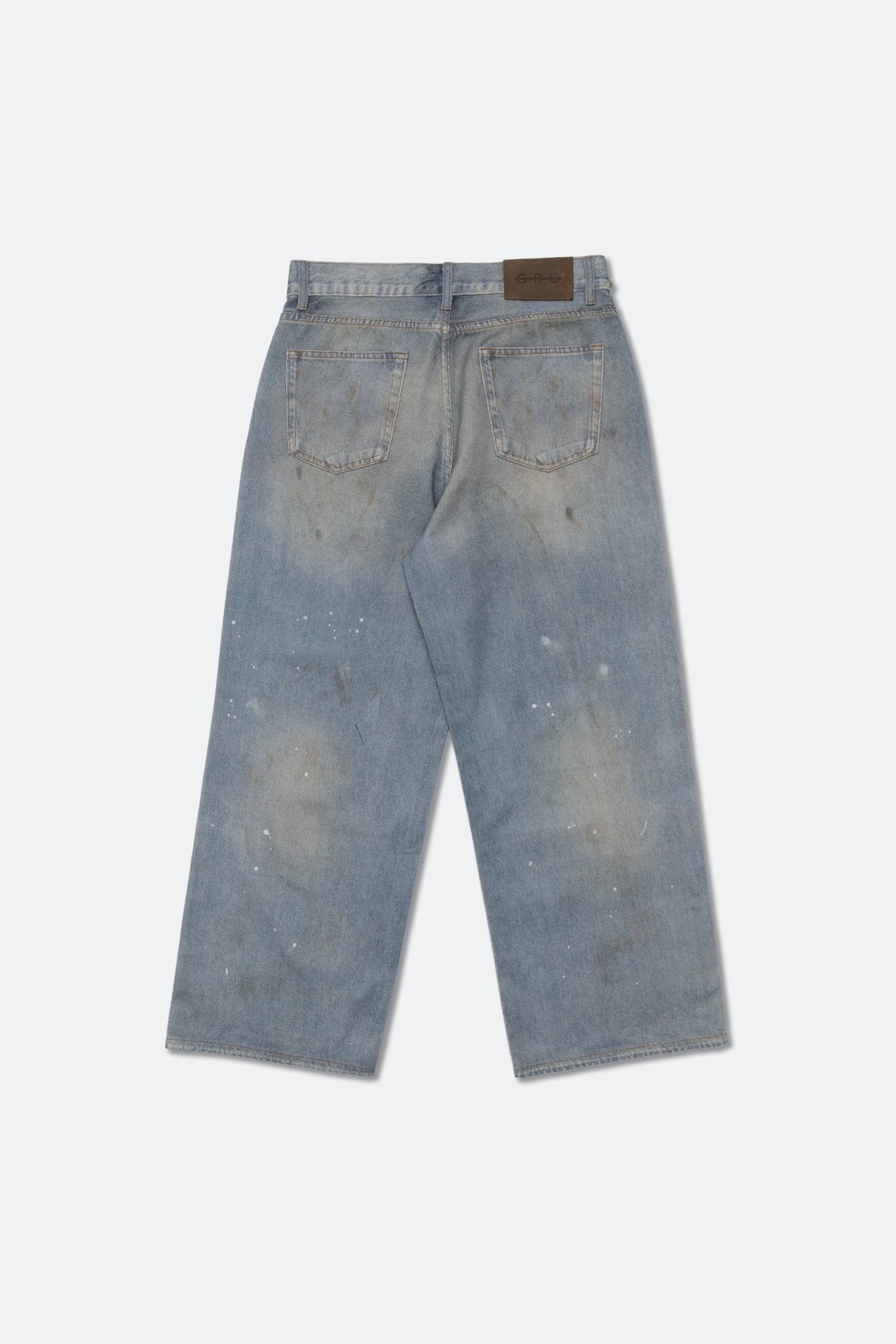 GROCERY FAKE WASHED PRINT WIDE DENIM JEANS/ BLUE - GROGROCERY