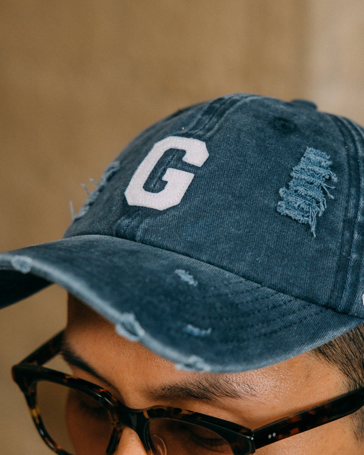 GROCERY G LOGO VINTAGE DISTRESSED CAP/ WASHED NAVY - GROGROCERY