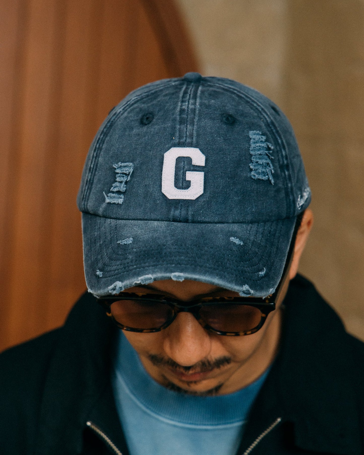 GROCERY G LOGO VINTAGE DISTRESSED CAP/ WASHED NAVY - GROGROCERY