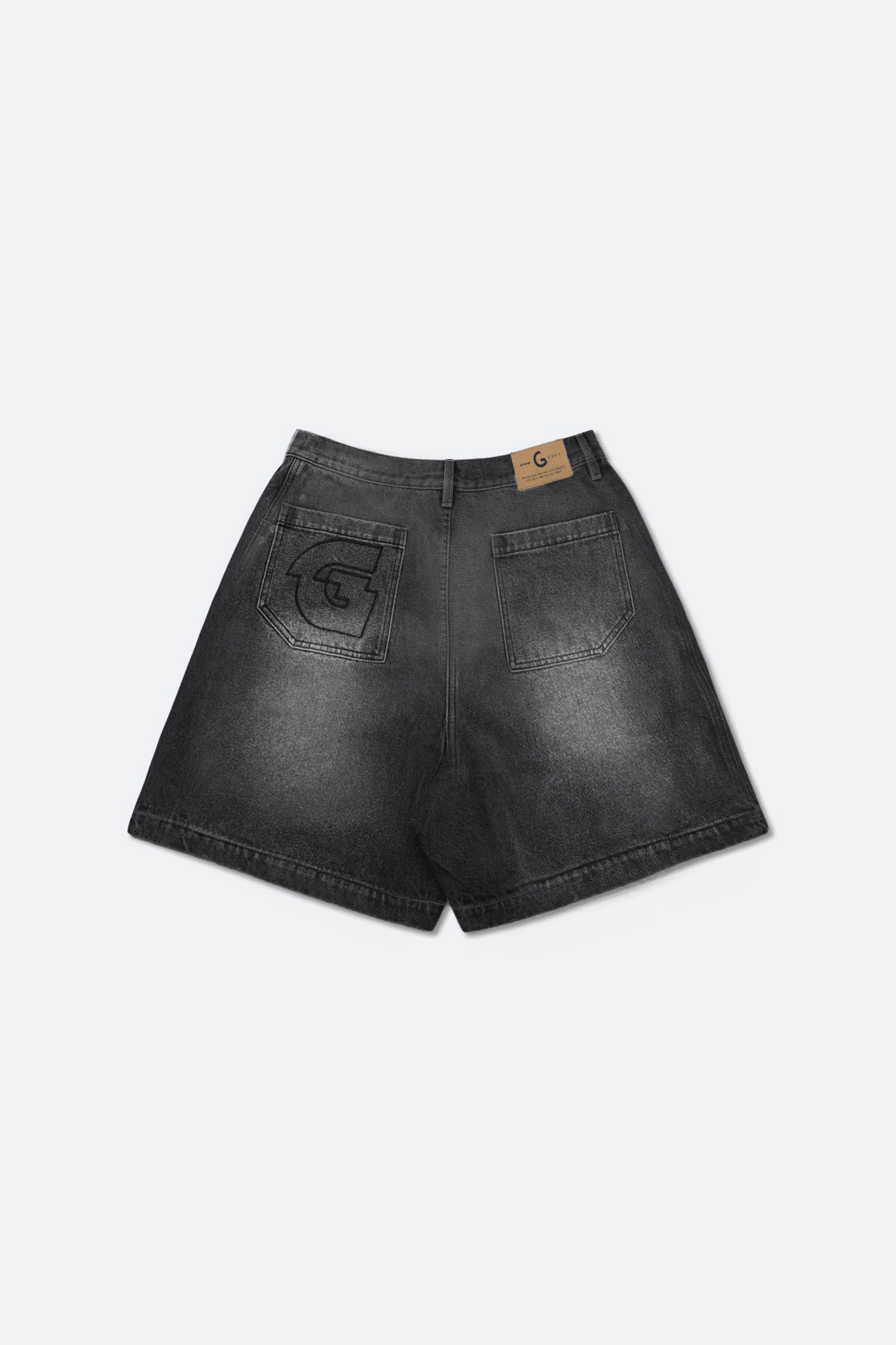 GROCERY G LOGO WASHED DENIM SHORTS/ BLACK - GROGROCERY