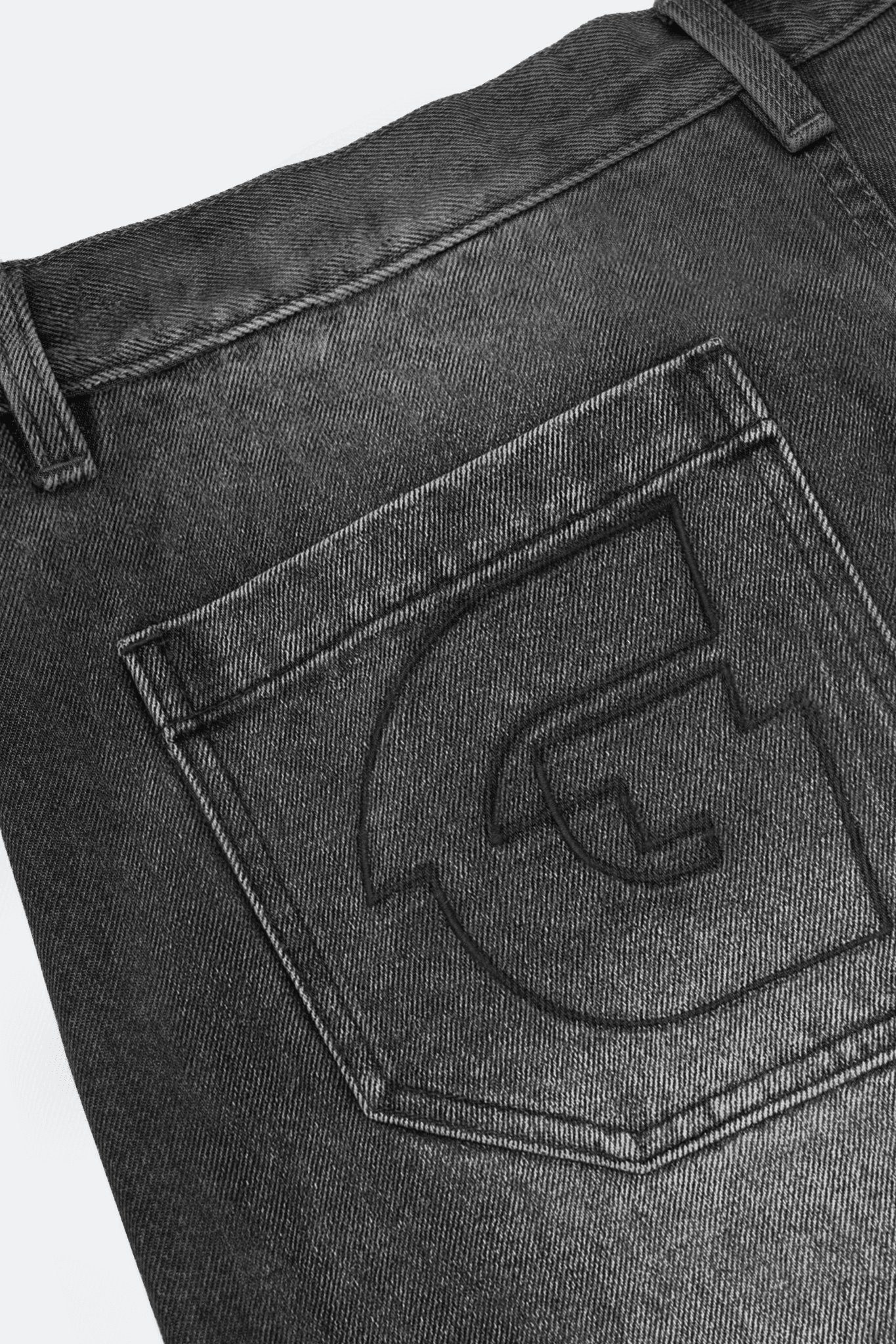 GROCERY G LOGO WASHED DENIM SHORTS/ BLACK - GROGROCERY