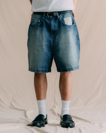 GROCERY G LOGO WASHED DENIM SHORTS/ FADED BLUE - GROGROCERY
