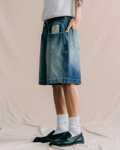 GROCERY G LOGO WASHED DENIM SHORTS/ FADED BLUE - GROGROCERY