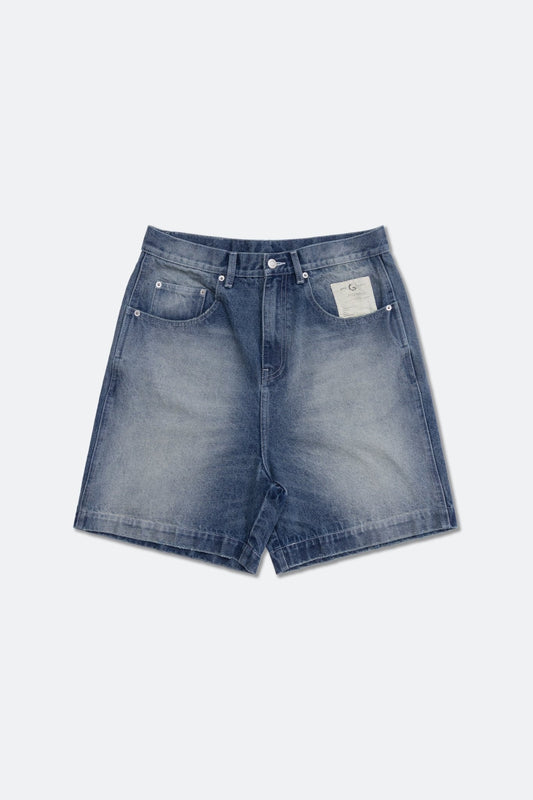 GROCERY G LOGO WASHED DENIM SHORTS/ FADED BLUE - GROGROCERY