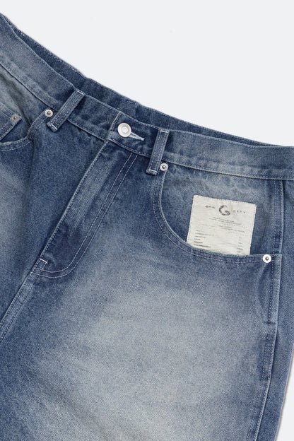 GROCERY G LOGO WASHED DENIM SHORTS/ FADED BLUE - GROGROCERY