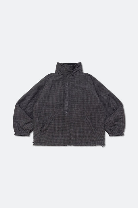 GROCERY GRID PATTERN REVERSIBLE FLEECE PADDED JACKET/ BLACK - GROGROCERY