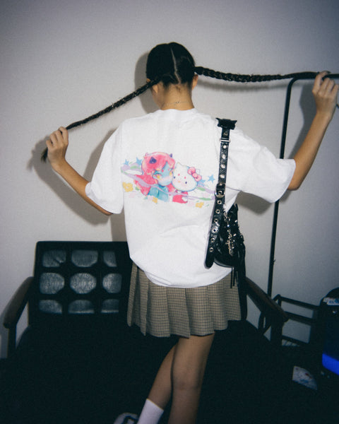 GROCERY | HELLO KITTY COSMIC SISTERS GRAPHIC TEE by OKOKUME/ WHITE - GROGROCERY