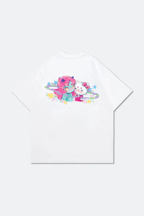 GROCERY | HELLO KITTY COSMIC SISTERS GRAPHIC TEE by OKOKUME/ WHITE - GROGROCERY